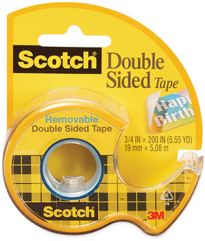 Scotch® Double-Sided Removable Tape in Handheld Dispenser 1" Core, 0.75" x 33.33 ft, Clear