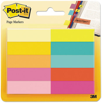 Post-it® Page Markers Flag Assorted Bright Colors, 50 Sheets/Pad, 10 Pads/Pack