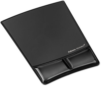 Fellowes® Palm and Wrist Supports with Microban® Protection Gel Support Attached Mouse Pad, 8.25 x 9.87, Black