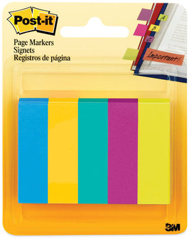 Post-it® Page Markers Flag Assorted Colors,100 Flags/Pad, 5 Pads/Pack