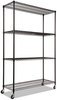 A Picture of product ALE-SW604818BL Alera® NSF Certified 4-Shelf Wire Shelving Kit with Casters 48w x 18d 72h, Black