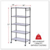 A Picture of product ALE-SW653618BA Alera® 5-Shelf Wire Shelving Kit with Casters & Shelf Liners and 36w x 18d 72h, Black Anthracite