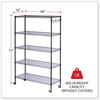 A Picture of product ALE-SW654818BA Alera® 5-Shelf Wire Shelving Kit with Casters & Shelf Liners and 48w x 18d 72h, Black Anthracite