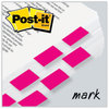 A Picture of product MMM-680BP2 Post-it® Flags Assorted Color 1" Flag Refills Standard Page in Dispenser, Bright Pink, 50 Flags/Dispenser, 2 Dispensers/Pack
