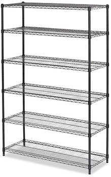 Alera® NSF Certified 6-Shelf Wire Shelving Kit 48w x 18d 72h, Black Anthracite