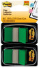 A Picture of product MMM-680GN2 Post-it® Flags Assorted Color 1" Flag Refills Standard Page in Dispenser, Green, 50 Flags/Dispenser, 2 Dispensers/Pack