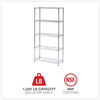 A Picture of product ALE-SW853614SR Alera® Light-Duty Residential Wire Shelving Kit Five-Shelf, 36w x 14d 72h, Silver