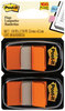 A Picture of product MMM-680OE2 Post-it® Flags Assorted Color 1" Flag Refills Standard Page in Dispenser, Orange, 50 Flags/Dispenser, 2 Dispensers/Pack