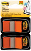 A Picture of product MMM-680OE2 Post-it® Flags Assorted Color 1" Flag Refills Standard Page in Dispenser, Orange, 50 Flags/Dispenser, 2 Dispensers/Pack