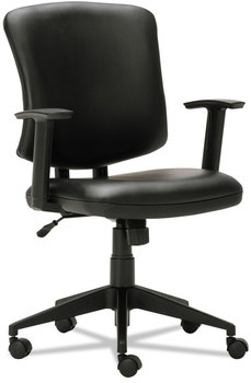 Alera® Everyday Task Office Chair Bonded Leather Seat/Back, Supports Up to 275 lb, 17.6" 21.5" Seat Height, Black