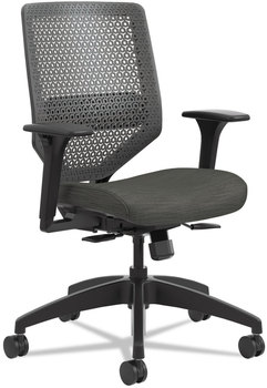 HON® Solve® Series ReActiv® Back Task Chair Supports Up to 300 lb, 18" 23" Seat Height, Ink Charcoal Black Base