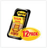 A Picture of product MMM-680SH12 Post-it® Flags Arrow Message 1" Page Sign Here, Yellow, 50 Flags/Dispenser, 12 Dispensers/Pack
