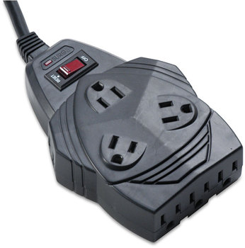 Fellowes® Mighty 8 Eight-Outlet Surge Protector AC Outlets, 6 ft Cord, 1,460 J, Black