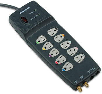 Fellowes® Ten-Outlet Power Guard Surge Protector 10 AC Outlets, ft Cord, 3,300 J, Graphite Gray