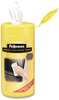 A Picture of product FEL-99703 Fellowes® Alcohol-Free Screen Cleaning Wipes Wet 5.12 x 5.90, Unscented, 100/Tub