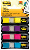 A Picture of product MMM-6834AB Post-it® Flags Small Page in Dispensers, 0.5 x 1.75, Four Colors, 35/Color, 4 Dispensers/Pack