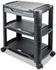 A Picture of product ALE-U3N1BL Alera® 3-in-1 Cart and Stand Cart/Stand, Plastic, 3 Shelves, 1 Drawer, 100 lb Capacity, 21.63" x 13.75" 24.75", Black/Gray