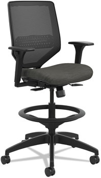 HON® Solve® Series Mesh Back Task Stool Supports Up to 300 lb, 23" 33" Seat Height, Ink Seat/Back, Black Base