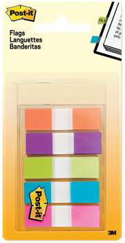 Post-it® Flags Portable Page in Dispenser, Assorted Brights, 5 Dispensers, 20 Flags/Color