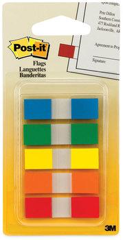 Post-it® Flags Portable Page in Dispenser, Assorted Primary, 20 Flags/Color, 100 Flags/Pack