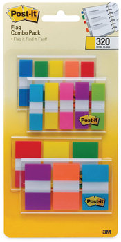 Post-it® Flags 1/2" & 1" Flag Value Pack 0.5" and Page Nine Assorted Colors, 320/Pack