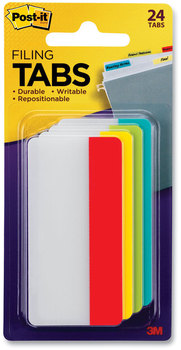 Post-It® Tabs Solid Color 1/3-Cut, Assorted Colors, 3" Wide, 24/Pack