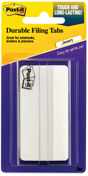 Post-It® Tabs Solid Color 1/3-Cut, White, 3" Wide, 50/Pack