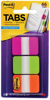 Post-It® 1" Tabs Plain Solid Color 1/5-Cut, Assorted Bright Colors, Wide, 66/Pack