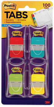 Post-It® 1" Tabs Plain Solid Color 1/5-Cut, Assorted Colors, Wide, 100/Pack