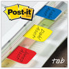 A Picture of product MMM-686RYB Post-It® 1" Tabs Plain Solid Color 1/5-Cut, Assorted Primary Colors, Wide, 66/Pack