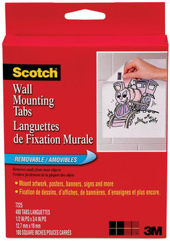 Scotch® Removable Wall Mounting Tabs Precut Holds Up to 0.25 lb, 6 Double-Sided, 0.5 x 0.75, Black, 480/Pack