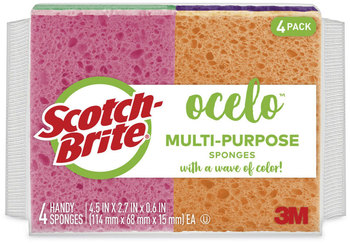 ocelo™ Vibrant Color Sponges 4.7 x 3, 0.6" Thick, Assorted Colors, 4/Pack