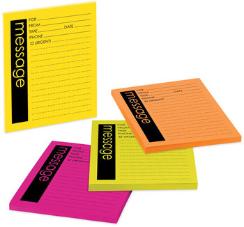 Post-it® Notes Super Sticky Self-Stick Message Pad Note Ruled, 4" x 5", Energy Boost Collection Colors, 50 Sheets/Pad, 4 Pads/Pack