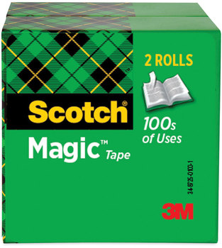 Scotch® Magic™ Tape Refill 3" Core, 0.75" x 72 yds, Clear, 2/Pack
