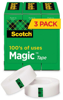 Scotch® Magic™ Tape Refill 3" Core, 1" x 72 yds, Clear, 3/Pack