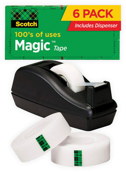 Scotch® Magic™ Tape Desktop Dispenser Value Pack 1" Core, 0.75" x 83.33 ft, Clear