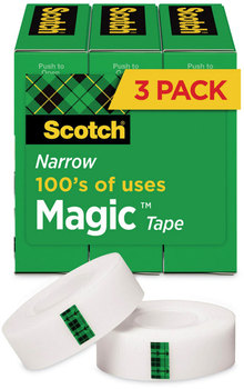 Scotch® Magic™ Tape Refill 1" Core, 0.5" x 36 yds, Clear, 3/Pack
