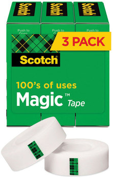 Scotch® Magic™ Tape Refill 1" Core, 0.75" x 83.33 ft, Clear, 3/Pack