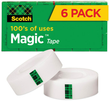 Scotch® Magic™ Tape Refill 1" Core, 0.75" x 83.33 ft, Clear, 6/Pack