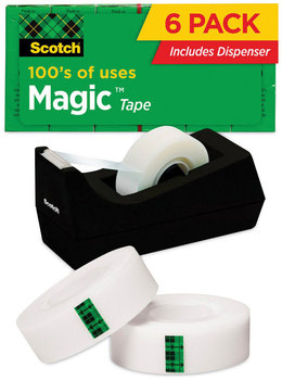 Scotch® Magic™ Tape Desktop Dispenser Value Pack 1" Core, 0.75" x 83.33 ft, Clear, 6/Pack