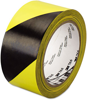 3M™ Hazard Marking Vinyl Tape 766 021200-43181 2" x 36 yds, Black/Yellow