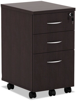 Alera® Valencia™ Series Mobile Box/Box/File Pedestal File Left/Right, 3-Drawer: Legal/Letter, Espresso, 15.88 x 20.5 28.38