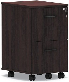 Alera® Valencia™ Series Mobile File/File Pedestal Left or Right, 2 Legal/Letter-Size File Drawers, Mahogany, 15.38" x 20" 26.63"