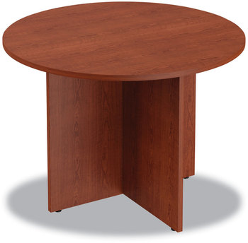 Alera® Valencia™ Series Round Conference Tables with Straight Leg Base Table Legs, 42" Diameter x 29.5h, Medium Cherry