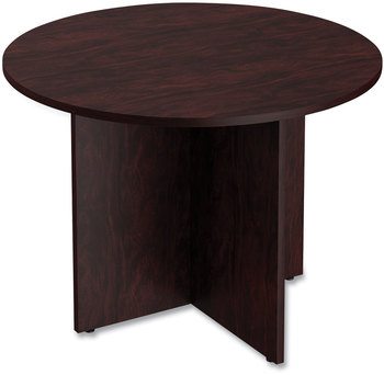 Alera® Valencia™ Series Round Conference Tables with Straight Leg Base Table Legs, 42" Diameter x 29.5h, Mahogany