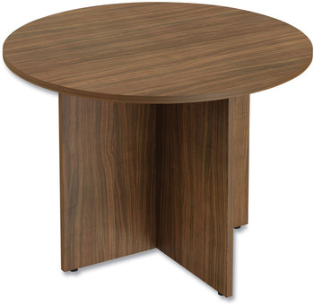 Alera® Valencia™ Series Round Conference Tables with Straight Leg Base Table Legs, 42" Diameter x 29.5h, Modern Walnut