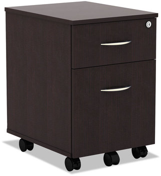 Alera® Valencia™ Series Mobile Box/File Pedestal Left or Right, 2-Drawers: Legal/Letter, Espresso, 15.88" x 19.13" 22.88"