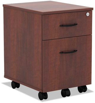 Alera® Valencia™ Series Mobile Box/File Pedestal Left/Right, 2-Drawers: Legal/Letter, Medium Cherry, 15.88" x 19.13" 22.88"