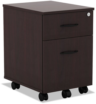 Alera® Valencia™ Series Mobile Box/File Pedestal Left or Right, 2-Drawers: Legal/Letter, Mahogany, 15.88" x 19.13" 22.88"