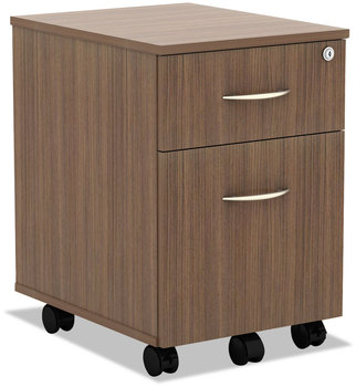 Alera® Valencia™ Series Mobile Box/File Pedestal Left/Right, 2-Drawers: Legal/Letter, Modern Walnut, 15.88" x 19.13" 22.88"